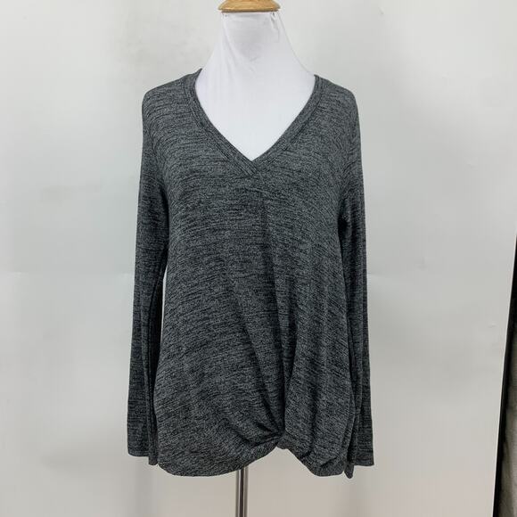 Sunday In Brooklyn Top Womens S Small Charcoal Twist Hem V Neck Anthropologie - Picture 2 of 9